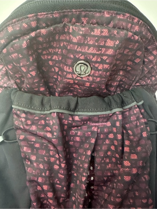 lululemon athletica Black Backpack with Pink Patterned Lining Small Version